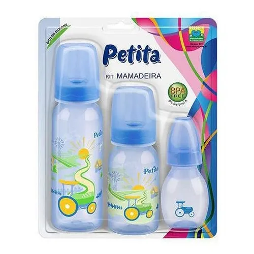 Kit Mamadeira Cristal Reta Com Bico Em Silicone 03 Uni Azul Foto 1