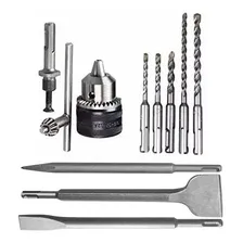 Kit Mandril Adaptador Sds 5 Brocas Ponteira E 2 Talhadeiras Foto  mini 1