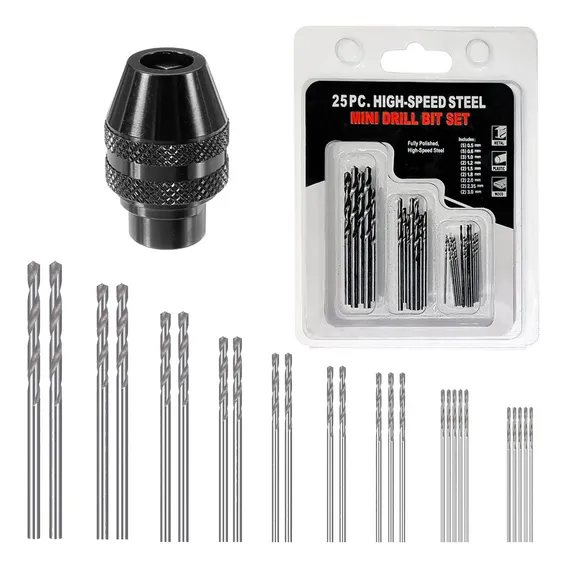 Kit Mandril Aperto Rápido M8 E 25 Brocas Para Micro RetÃfica Foto 1