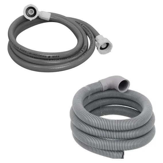 Kit Mangueiras Entrada E Saída Água Lavadora Electrolux 3m Foto 1