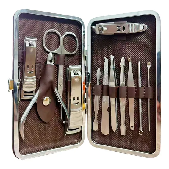 Kit Manicure Estojo Alicate Cortador De Unha 12 Pç Portatil Foto 1