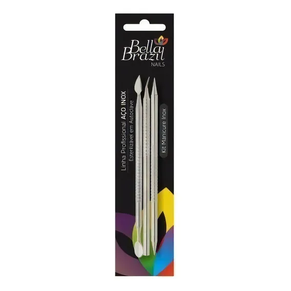 Kit Manicure Inox Bella Brazil 3 Itens Foto 1