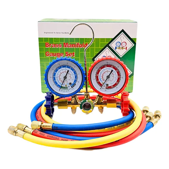 Kit Manifold Para Gas R12 R22 R134 R404 Com Mangueira 90cm Foto 1