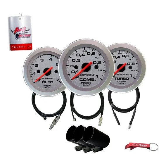 Kit Manômetro CombustÃvel + Óleo + Turbo Racing Foto 1