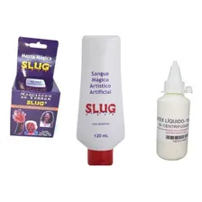 Kit Maquiagem Terror Sangue Cenográfico + Látex + Massa Slug Foto mini 1