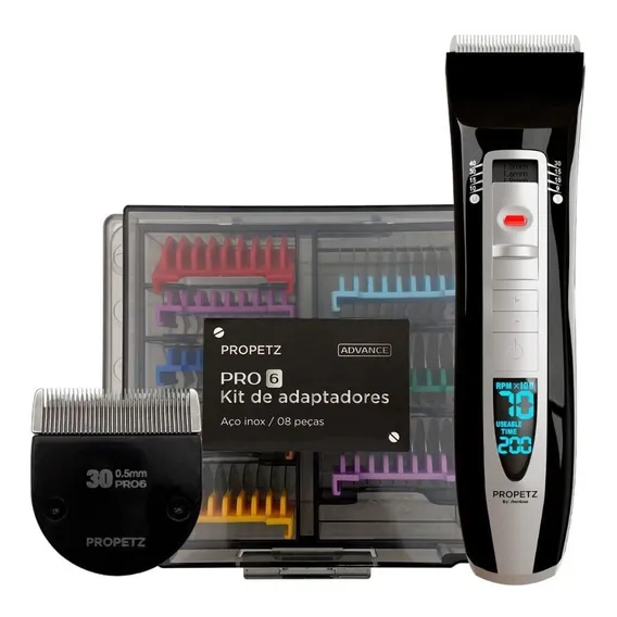 Kit Máquina De Tosa Pro 6 + Kit Adaptadores Máquina Pro6 Cor Preto Bivolt Foto 1