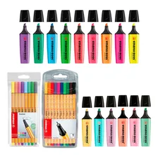 Kit Marca Texto E Caneta Stabilo Cores Neon Pastel Foto mini 1