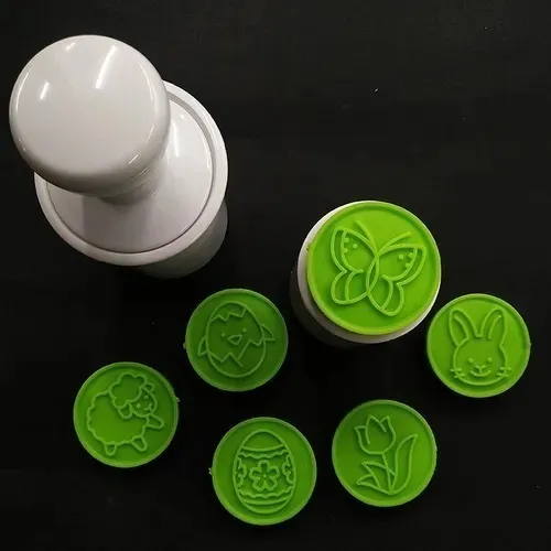 Kit Marcador Carimbo Silicone Páscoa Biscuit Confeitaria Cor Verde Foto 1
