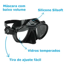 Kit Máscara Snorkel Fun Dive, Mergulho Apneia Pesca Sub Cor Preto Foto mini  3