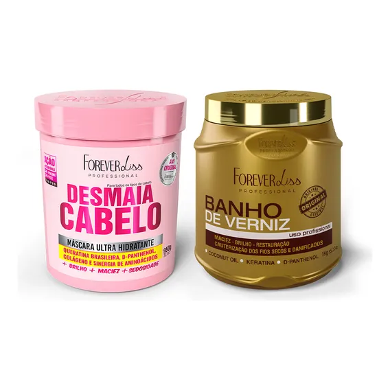 Kit Máscaras Desmaia Cabelo E Banho De Verniz Forever Liss Foto 1