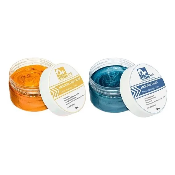 Kit Máscaras Ouro Nobre E Safira 200g - Dermare Tipo de pele Normal Foto 1
