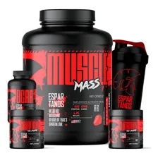 Kit Mass Hipercal贸rico + Bcaa + Creatina + Gluta+ Shaker Sabor Morango Foto mini 1