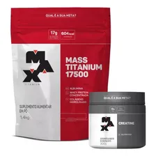 Kit Mass Titanium 1,4kg + Creatina Pura 300g - Max Titanium Sabor Morango Foto mini 1