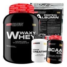 Kit Massa Magra Whey Proten 2kg + Bcaa + Creatina + Albumina Sabor Baunilha Foto  mini 1