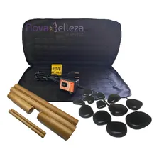 Kit Massagem Pedras Quentes Vulcânicas 220 Volts + Bambus Foto mini 1