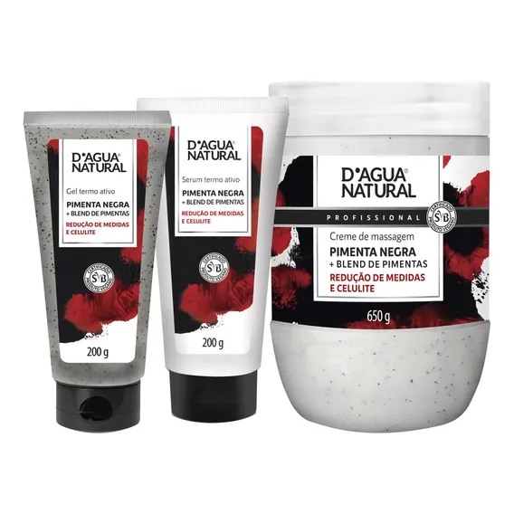 Kit Massoterapia Creme Gel Serum Pimenta Negra Dagua Natural Foto 1