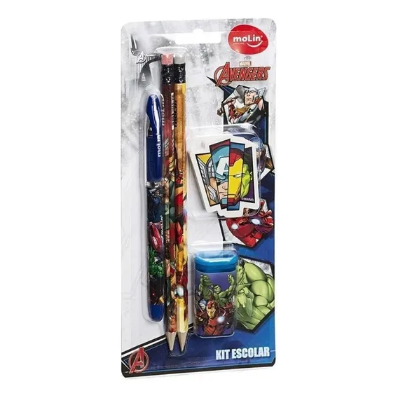 Kit Material Escolar Vingadores The Avengers C/5 Peças Molin Foto 1