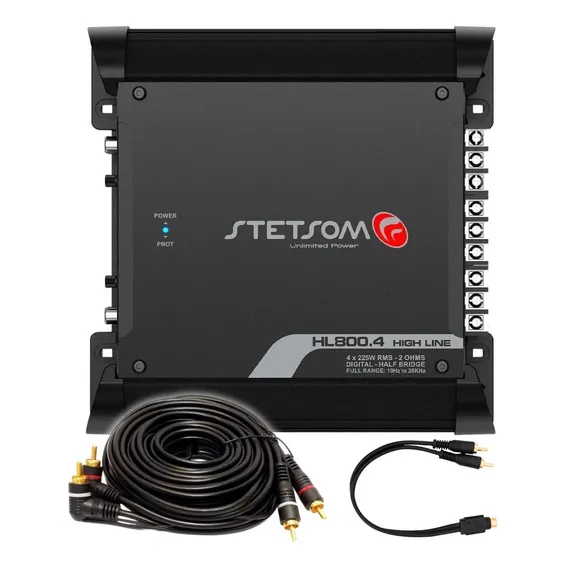 Kit Melhor Módulo Stetsom Hl800.4 + Cabos Y + Rca 5 Metros Foto 1