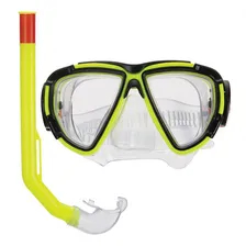 Kit Mergulho Adulto Com Mascara E Snorkel Piscina Amarelo Foto  mini 1