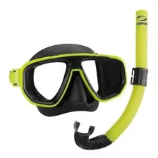 Kit Mergulho Dua Mascara Respirador Snorkel Pesca Sub Seasub Cor Amarelo Foto mini 1