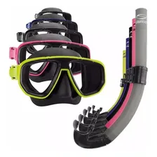 Kit Mergulho Dua Mascara Respirador Snorkel Seasub Original Cor Titânio Foto mini 1