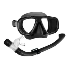 Kit Mergulho Mascara Snorkel Com Valvula Duapro Seasub Preto Foto mini 1