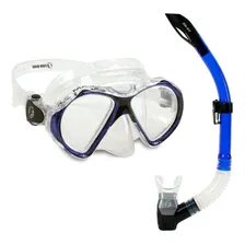 Kit Mergulho Mascara Snorkel Mx-02 Fun Dive ! Cor Transp / Azul Foto  mini 1