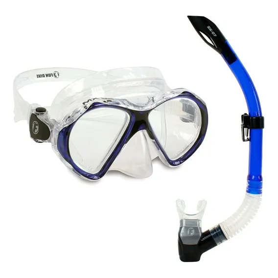 Kit Mergulho Mascara Snorkel Mx-02 Fun Dive ! Cor Transp / Azul Foto 1