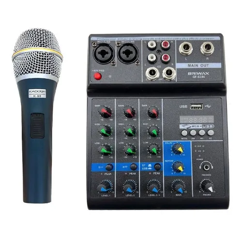 Kit Mesa Audio 4 Canais Gf-6184+microfone Com Fio Kadosh K98 Foto 1
