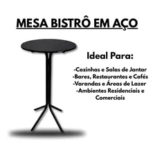 Kit Mesa Bistrô Preto Tampo Redondo Em Mdf Com Estrutura Em Aço Foto mini 4