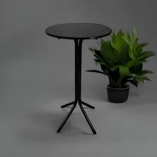Kit Mesa Bistrô Preto Tampo Redondo Em Mdf Com Estrutura Em Aço Foto mini  3