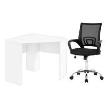 Kit Mesa De Canto Para Computador E Cadeira Executive Ei076k Cor Branco Foto  mini 1