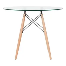 Kit Mesa Eames Wood 90 Cm Tampo Vidro 4 Cadeiras Botonê Tampa Cadeiras cinza escuro Foto mini  3