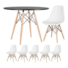 Kit Mesa Jantar Eames Preto 100 cm e 5 Cadeiras Eames DSW Coloridas Foto  mini 1