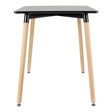 Kit Mesa Jantar Eames Retangular 4 Cadeiras Eiffel Wood Av Tampa Mesa preto com cadeiras amarelo Foto mini 3