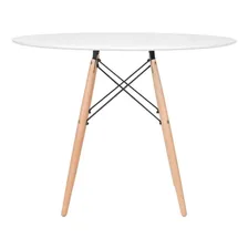Kit Mesa Jantar Eames Wood 100 Cm 5 Cadeiras Eiffel Cores Tampa Mesa branco com cadeiras branco Foto mini 3