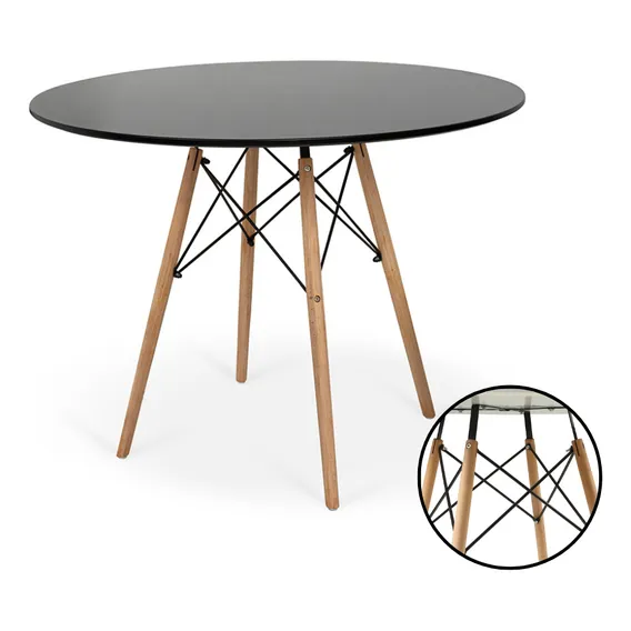 Kit Mesa Jantar Eiffel 100cm Preta 04 Cadeiras Eiffel Cor Amarela Magazine Decor Foto 1