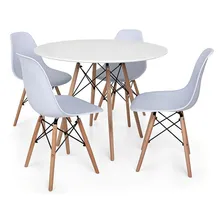 Kit Mesa Jantar Eiffel 120cm Branca 4 Cadeiras Eames Eiffel Cor Branco Magazine Decor Foto  mini 1
