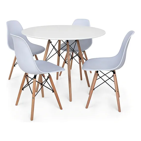 Kit Mesa Jantar Eiffel 120cm Branca 4 Cadeiras Eames Eiffel Cor Branco Magazine Decor Foto 1