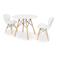 Kit Mesa Jantar Eiffel 80cm Branca + 02 Cadeiras Slim Foto mini 1