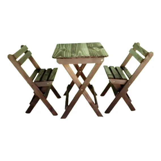 Kit Mesa Madeira Pinus E 2 Cadeiras Dobrável - Volpato Foto 1