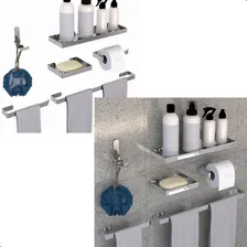 Kit Metais Banheiro Decalar 6 Peças Luxo Cromado Quadrado Foto mini  2