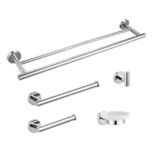 Kit Metais Sanitarios Aço Inox Polido Espelhado 5 Peças Luxo Foto mini 1