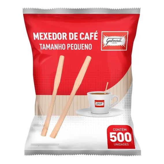 Kit Mexedor Madeira 9cm Biodegradável Café Curto - 1.000un Foto 1