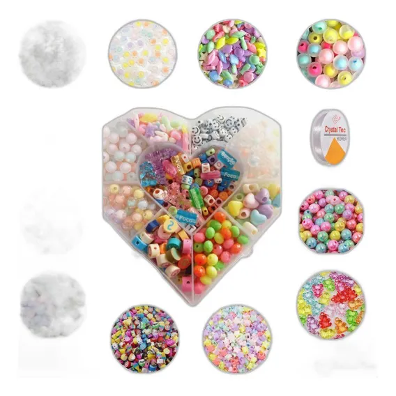 Kit Miçangas Montagem Bijuterias Infantil Coração 660 Peças Foto 1