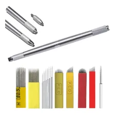 Kit Micro Tebori Caneta 3 Em 1 + 10 Lâminas Hard Flex Doubl Foto mini 1