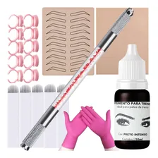 Kit Microblading Tebori, Micro Sobrancelhas 3d- Treino Cor Preto Foto mini 1