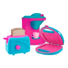 Kit Mini Brinquedo Cozinha Cafeteira Sanduicheira E Torradei Foto  mini 1