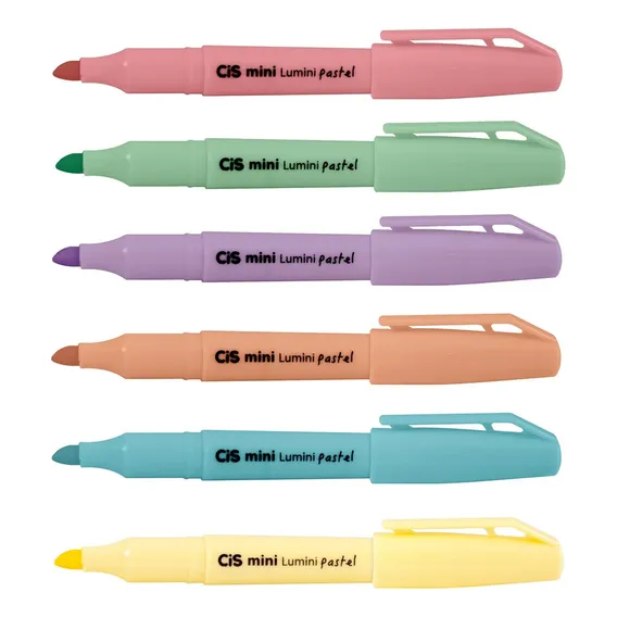 Kit Mini Caneta Marca Texto Cis Lumini Pastel Com 6 Cores Foto 1