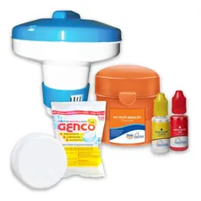 Kit Mini Flutuador + 1 Pastilha De Cloro + Estojo Teste Ph Foto  mini 1